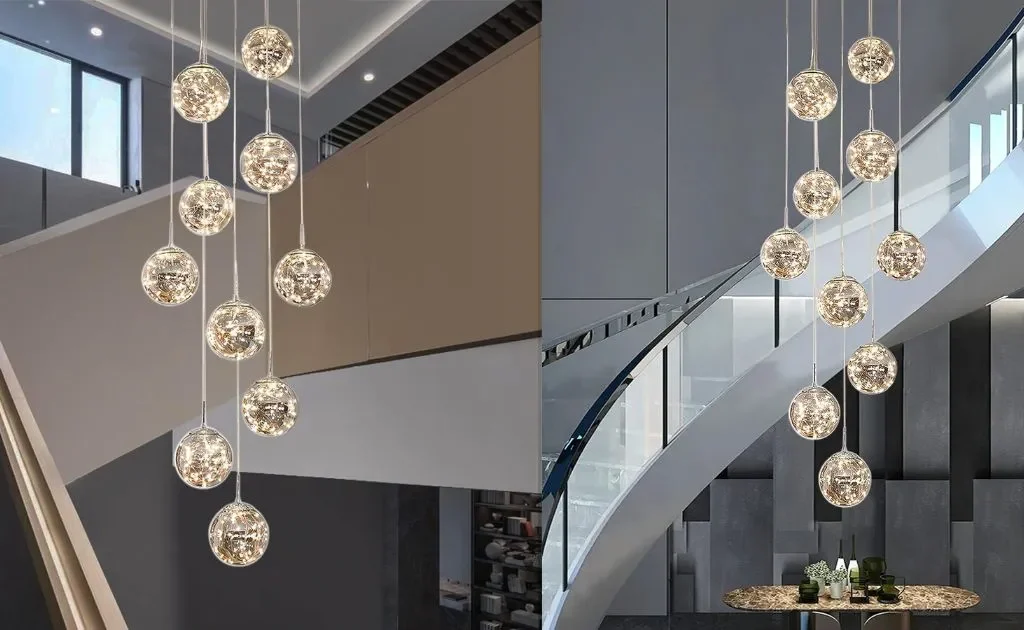 KAUCQI 10-Light LED Staircase Chandelier