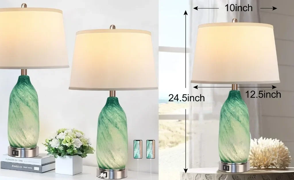 PARTPHONER Lake Green Glass Table Lamp